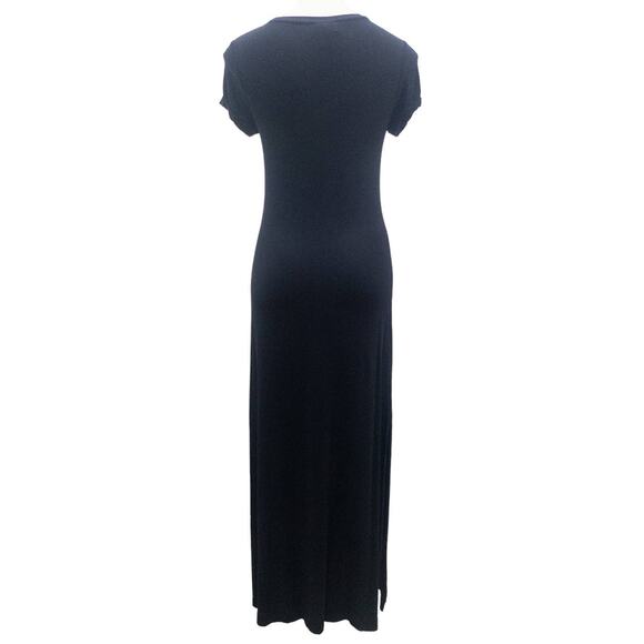 Adrienne Vittadini Knit Maxi Dress Short Sleeve Navy Blue Scoop Neck Small - Picture 2 of 5